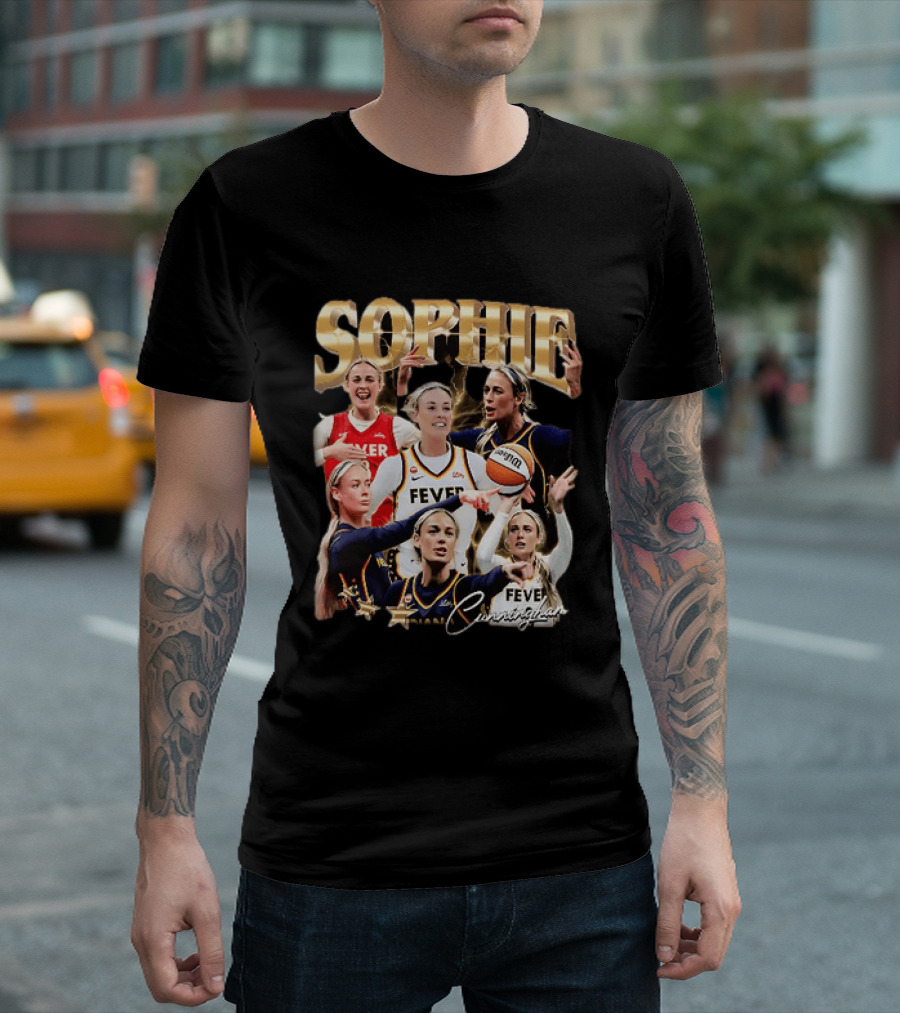 Sophie Cunningham Indiana Fever Basketball Star Collage T-Shirt
