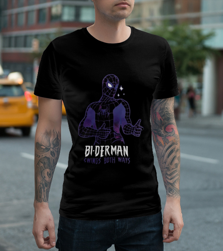 Bi Derman Swings Both Ways Spider Man T-Shirt