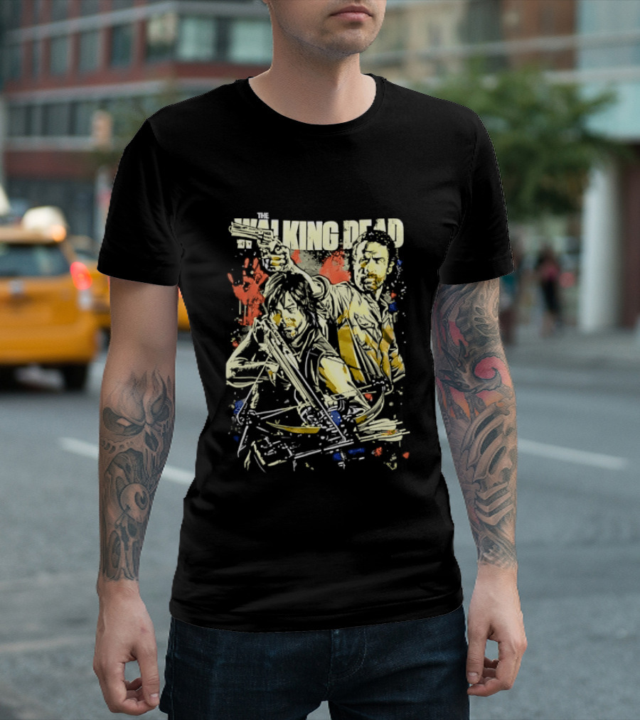 The Walking Dead Rick Grimes Daryl Dixon Crossbow T-Shirt