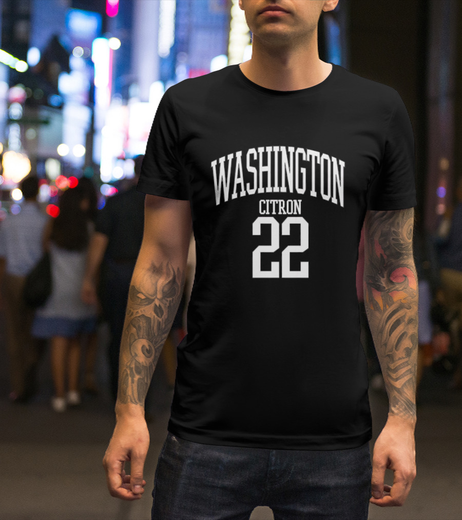 Washington Citron 22 Arched Lettering White Jersey Number T-Shirt