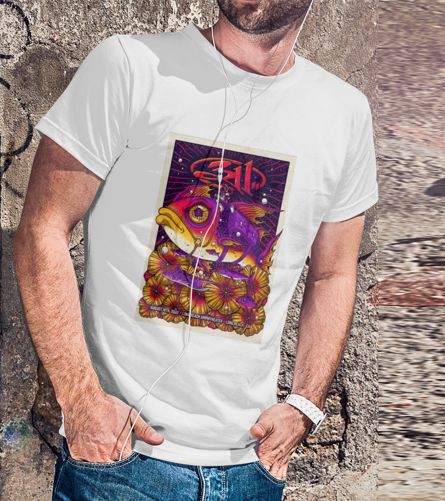 311 August 18 2026 Long Beach Amphitheater CA Psychedelic Fish And Astronaut T-Shirt