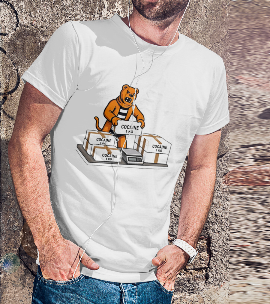 Cocaine 1 Kg Cartoon Orange Tiger Packages Scale T-Shirt