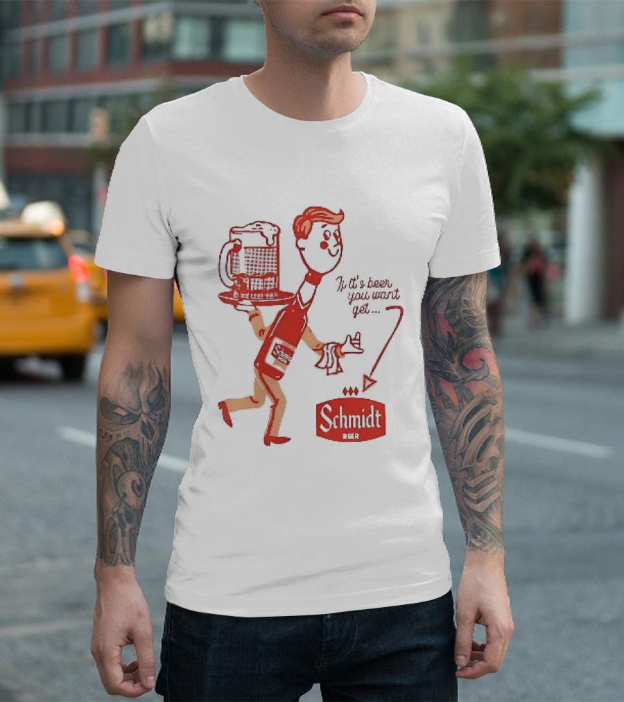 Schmidt Beer Retro Cartoon Character With T-Shirt