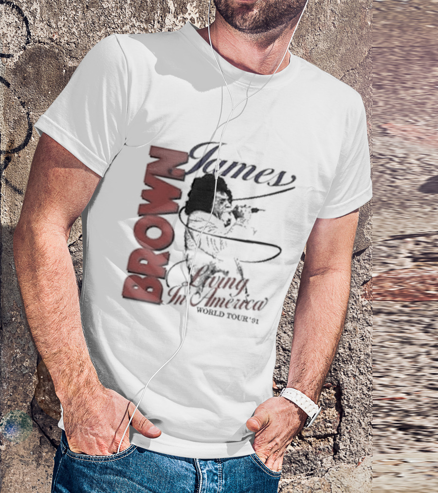 James Brown Living In America World Tour 1980s Retro Music Legend T-Shirt
