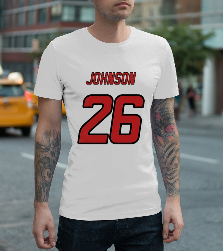 Johnson 26 Red Athletic Jersey Number Sports T-Shirt