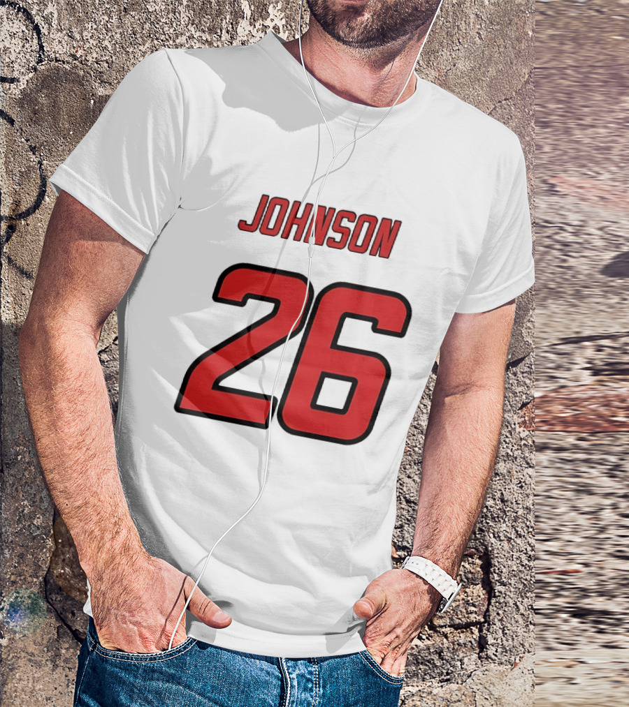 Johnson 26 Red Athletic Jersey Number Sports T-Shirt