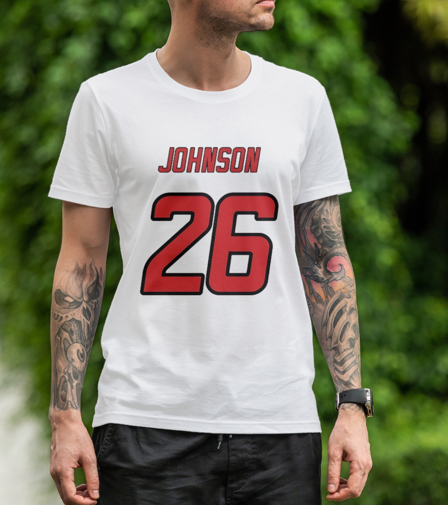 Johnson 26 Red Athletic Jersey Number Sports T-Shirt