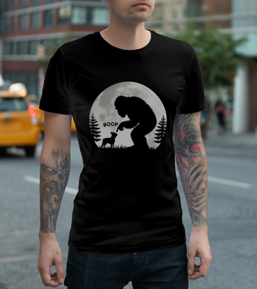 Bigfoot Boop Moonlight Boston Terrier T-Shirt