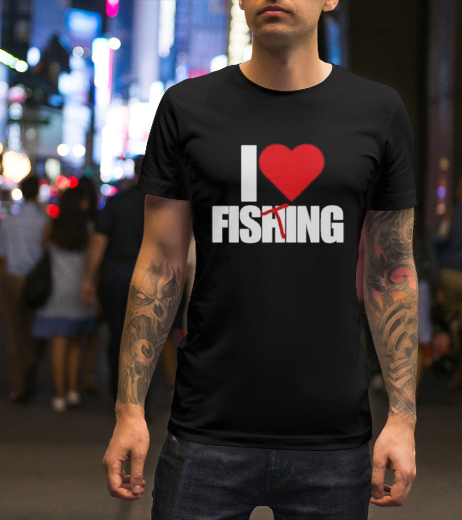 I Heart Fishing With Rod And Hook T-Shirt