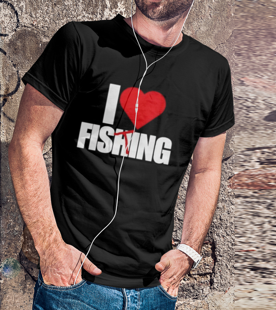 I Heart Fishing With Rod And Hook T-Shirt
