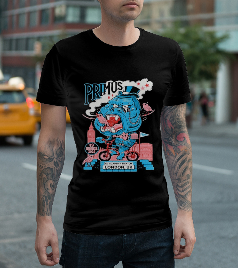 Primus 19 August 2026 O2 Academy Brixton London UK Blue Monster T-Shirt