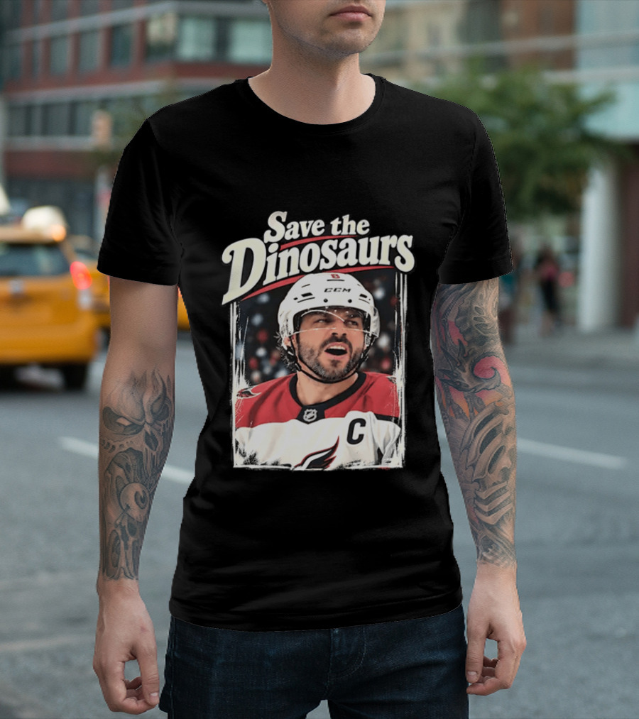 Save The Dinosaurs Hockey Captain With C Jersey T-Shirt