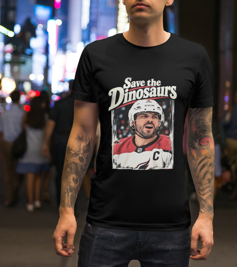Save The Dinosaurs Hockey Captain With C Jersey T-Shirt