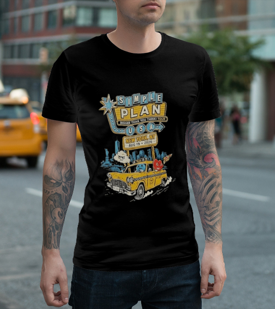 Simple Plan Bigger Than You Think Tour 2026 USA New York Event August 19 Capital One City Parks Foundation SummerStage Taxi T-Shirt
