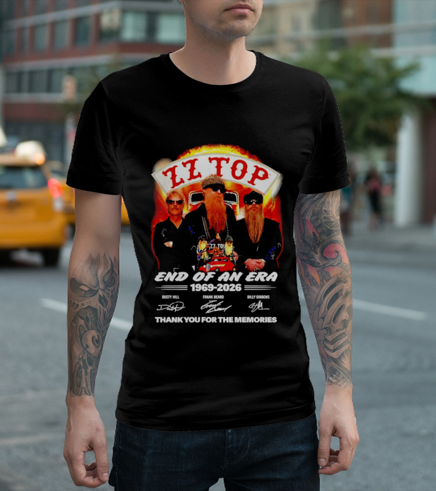 ZZ Top End Of An Era 1969 2026 Dusty Hill Frank Beard Billy Gibbons Thank You For The Memories T-Shirt