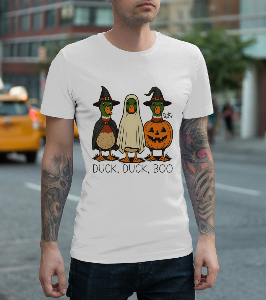 Duck Duck Boo Halloween 2026 Duck Trio In Costumes T-Shirt