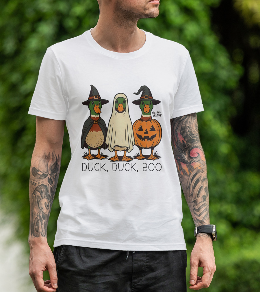 Duck Duck Boo Halloween 2026 Duck Trio In Costumes T-Shirt