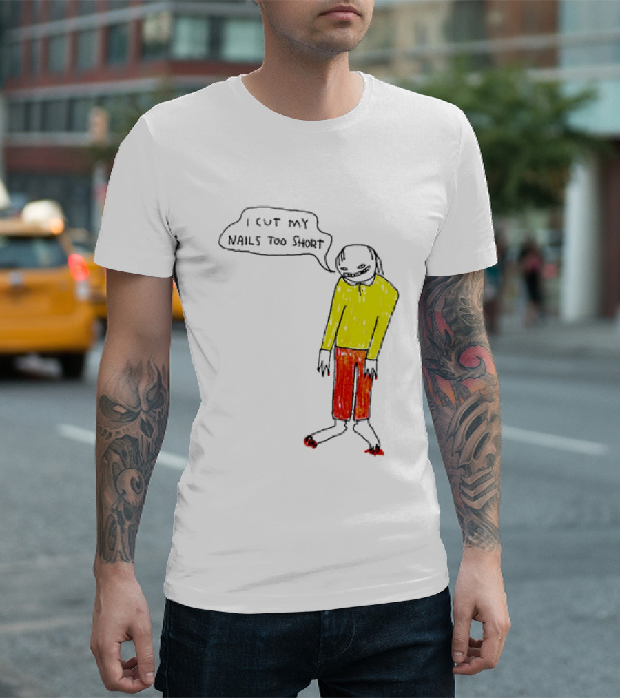 I Cut My Nails Too Short Yellow Red T-Shirt