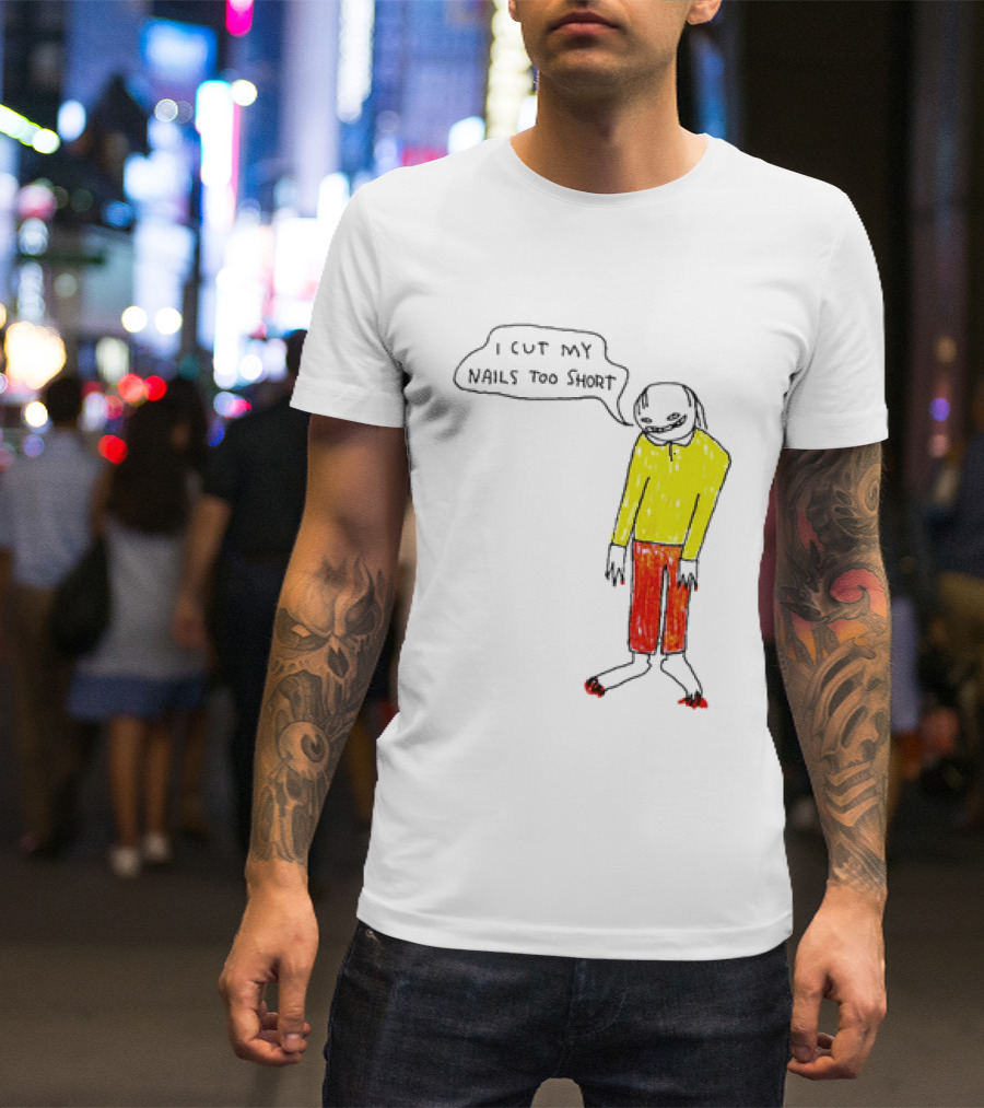 I Cut My Nails Too Short Yellow Red T-Shirt