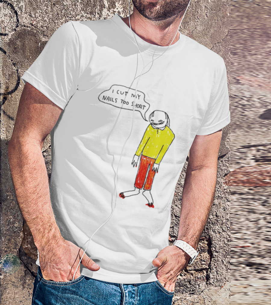 I Cut My Nails Too Short Yellow Red T-Shirt
