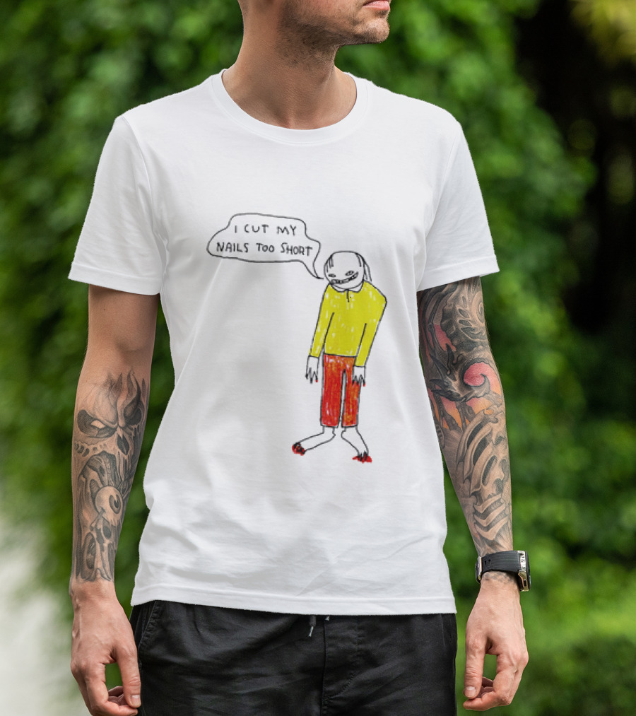 I Cut My Nails Too Short Yellow Red T-Shirt