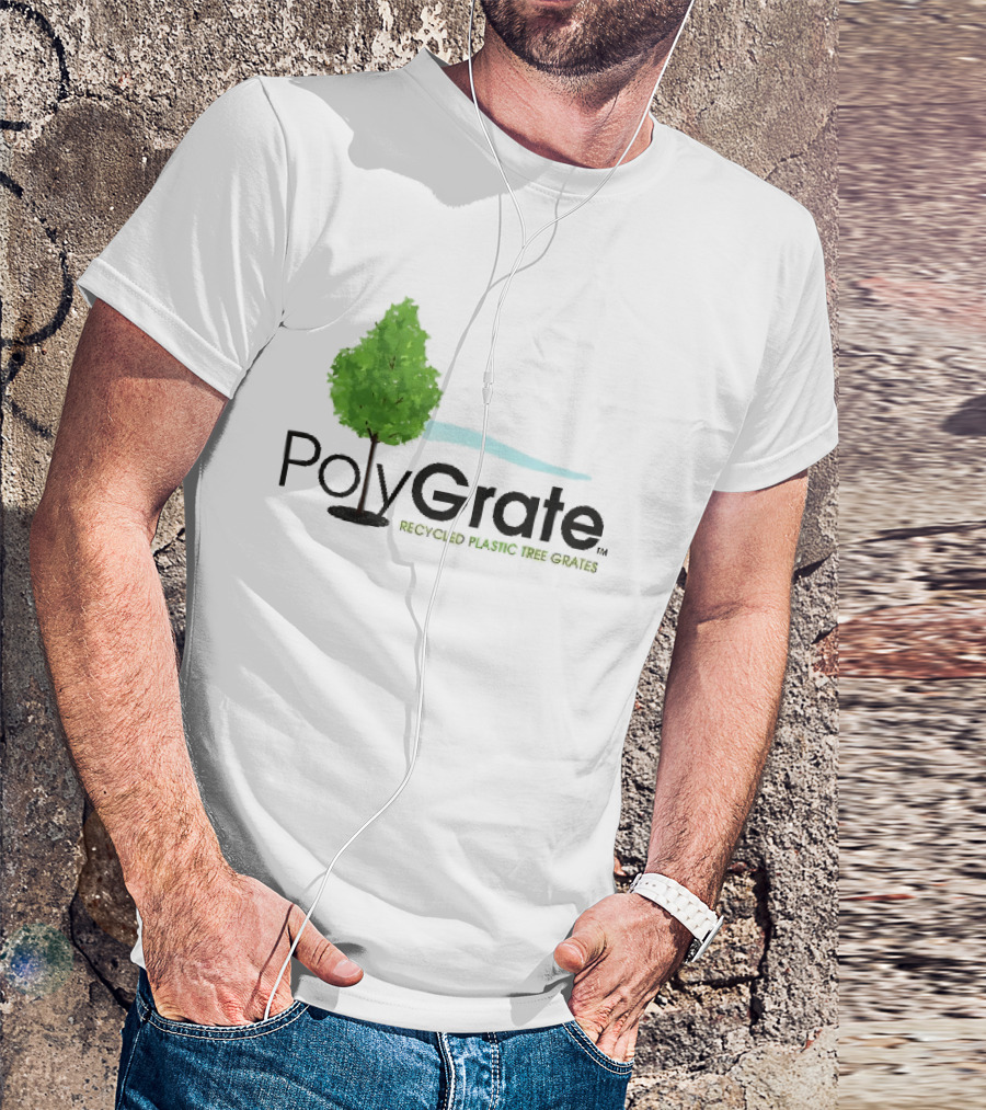 PolyGrate Recycled Plastic Tree Grates Green Foliage Blue Wave T-Shirt