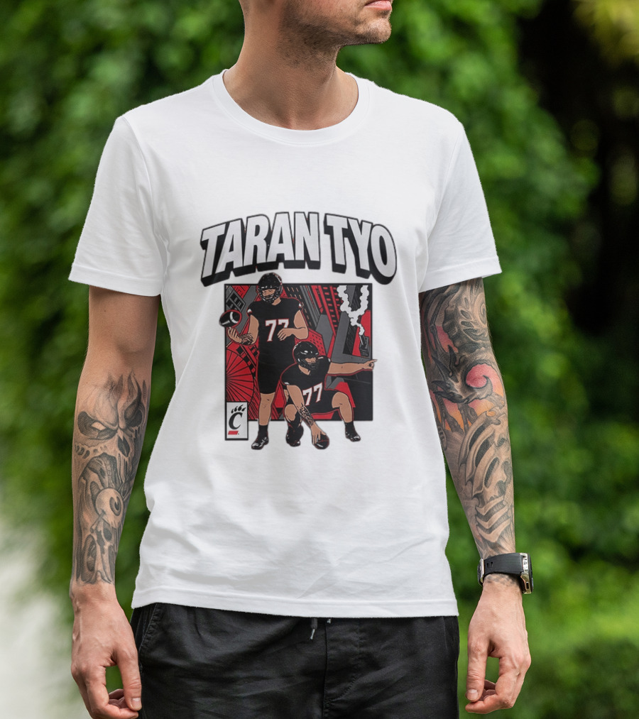 Taran Tyo Cincinnati Bearcats Football Players Number 77 T-Shirt