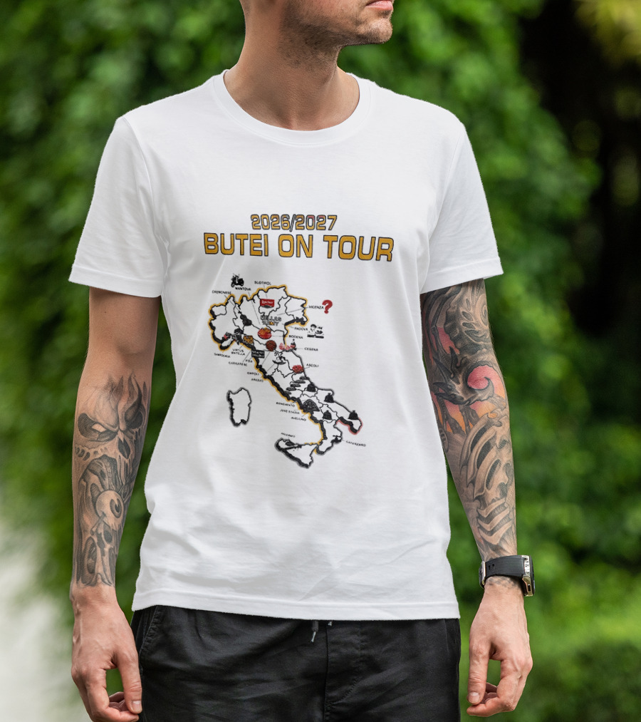 2026 2027 Butei On Tour Italy Map Highlights T-Shirt