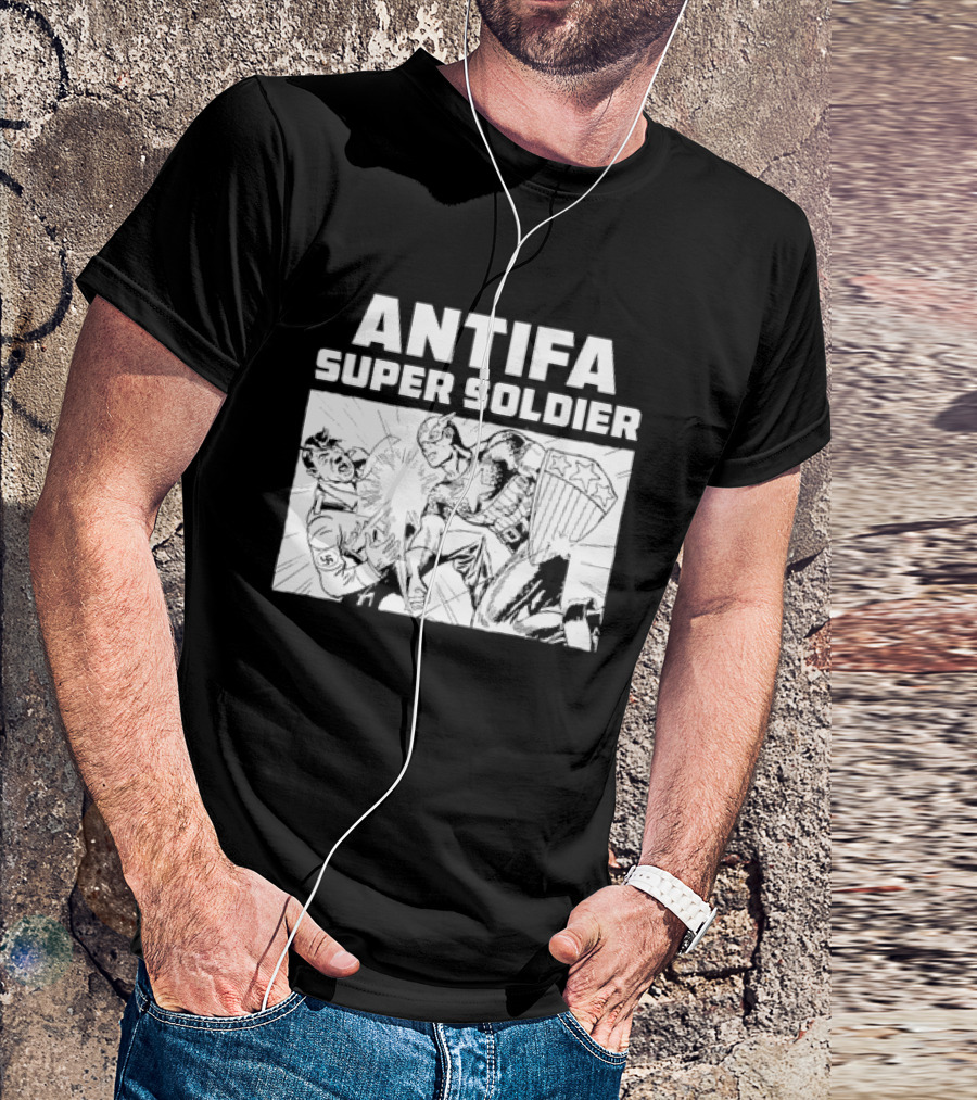 ANTIFA Super Soldier Punching Hitler Captain America T-Shirt