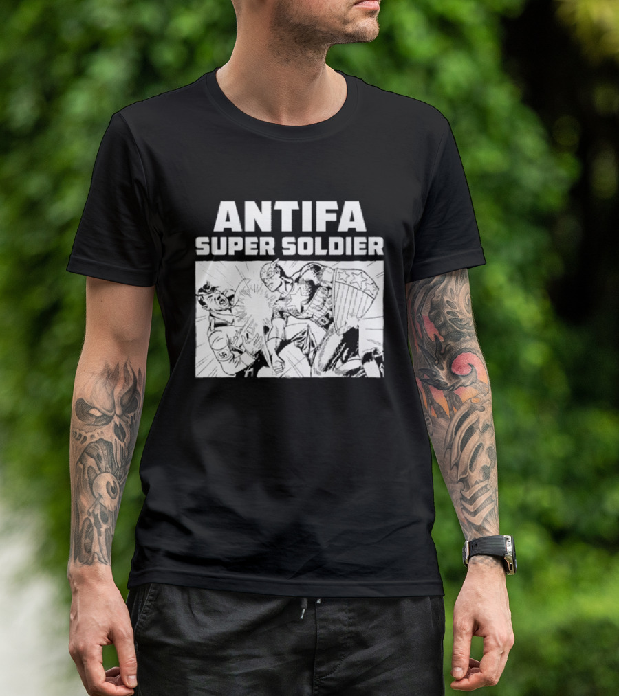 ANTIFA Super Soldier Punching Hitler Captain America T-Shirt