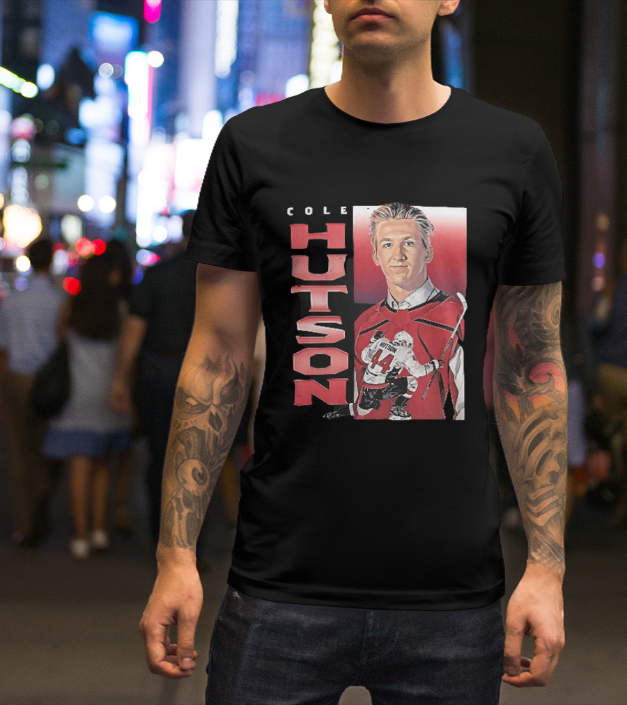 Cole Hutson Ice Hockey Player Red Jersey Number 44 Celebration T-Shirt