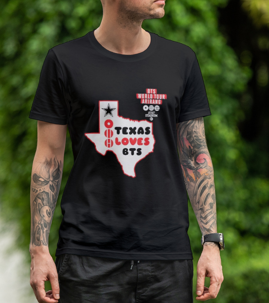 BTS World Tour Arirang Texas Loves At AT&T Stadium Dallas Cowboys T-Shirt