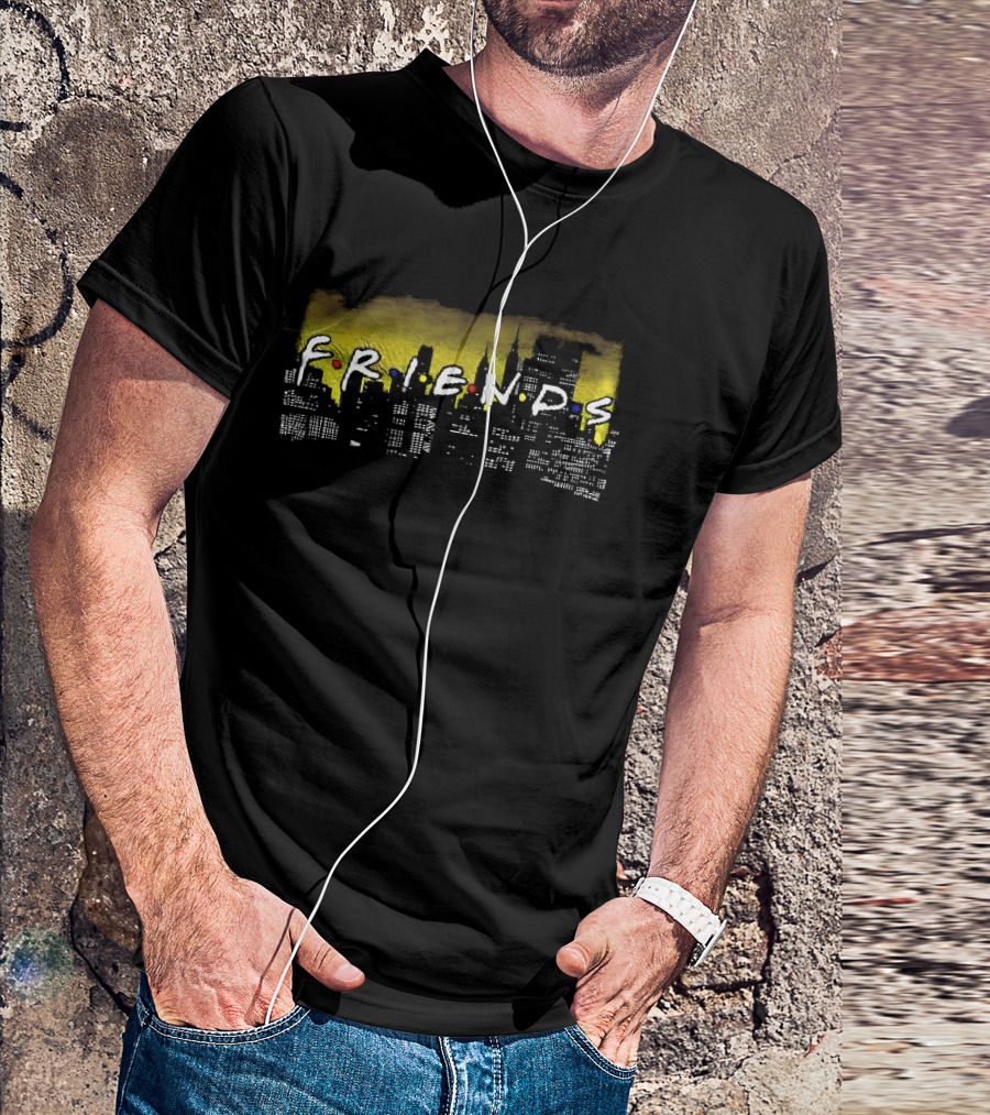 Friends Yellow Glowing New York City Skyline Night T-Shirt