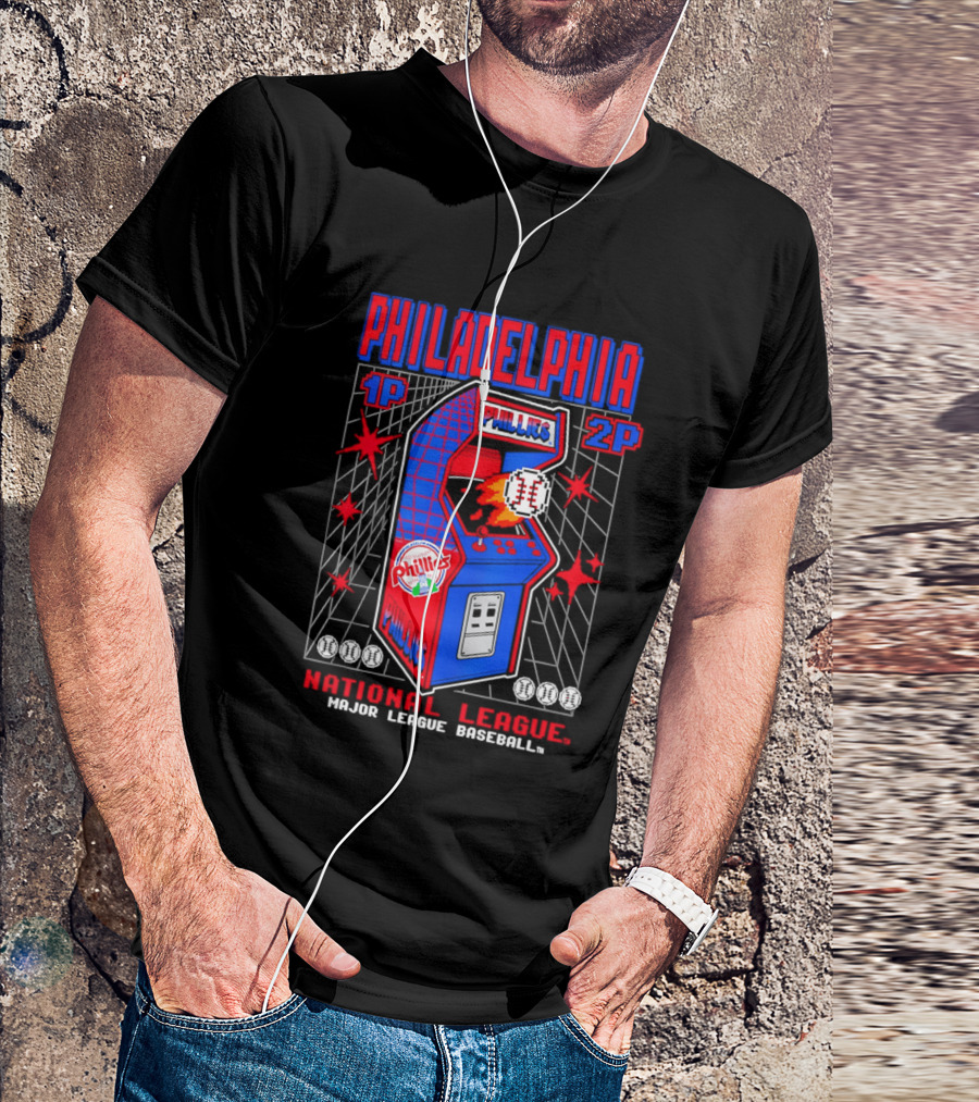 Philadelphia Phillies 1P 2P National League Major League Baseball Arcade T-Shirt
