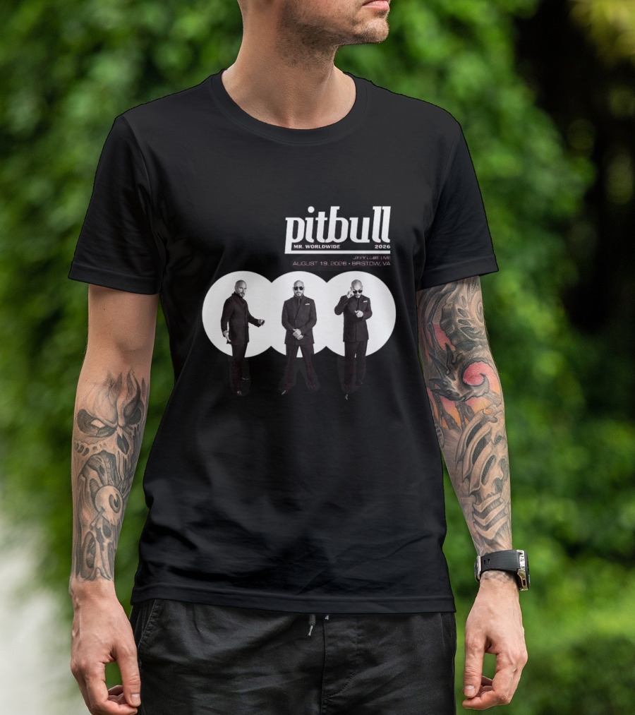 Pitbull Mr Worldwide 2026 Jiffy Lube Live Bristow VA August 19 Concert Event T-Shirt