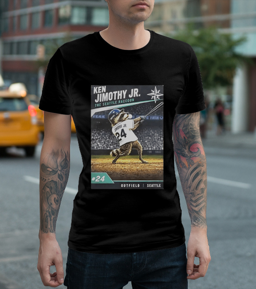 Ken Jimothy Jr The Seattle Raccoon Outfield Seattle Mariners #24 T-Shirt