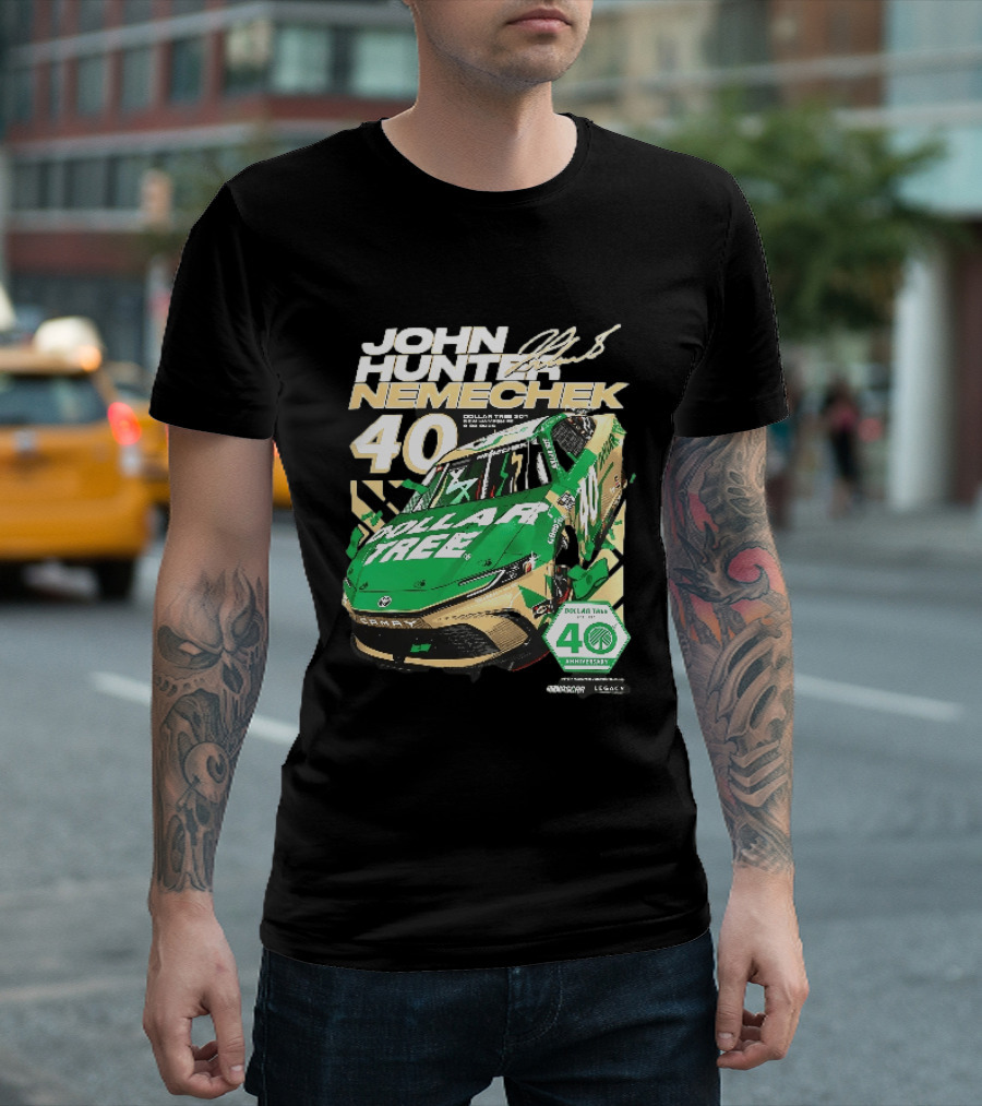 John Hunter Nemechek Dollar Tree 301 40th Anniversary 2026 Green Gold Toyota Camry Nascar New Hampshire Est 1986 T-Shirt