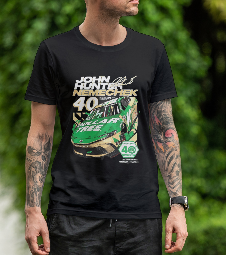 John Hunter Nemechek Dollar Tree 301 40th Anniversary 2026 Green Gold Toyota Camry Nascar New Hampshire Est 1986 T-Shirt
