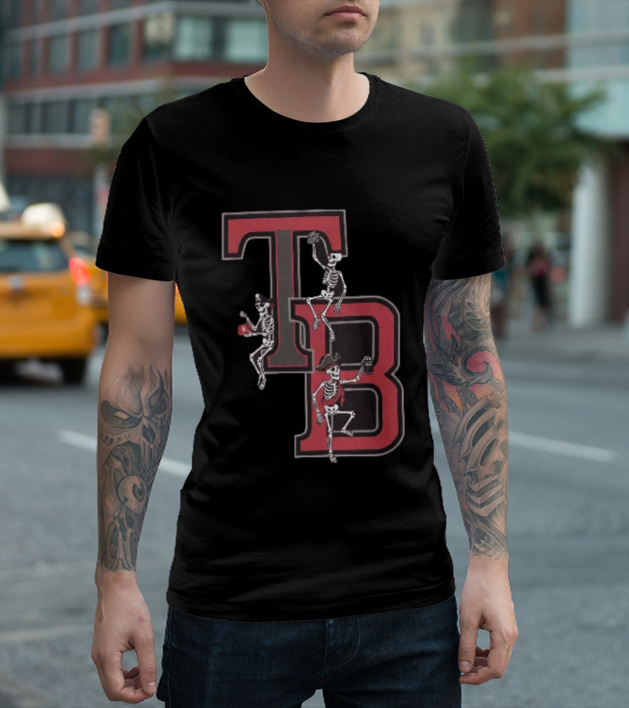 Tampa Bay Buccaneers TB Pirate Skeletons Football T-Shirt