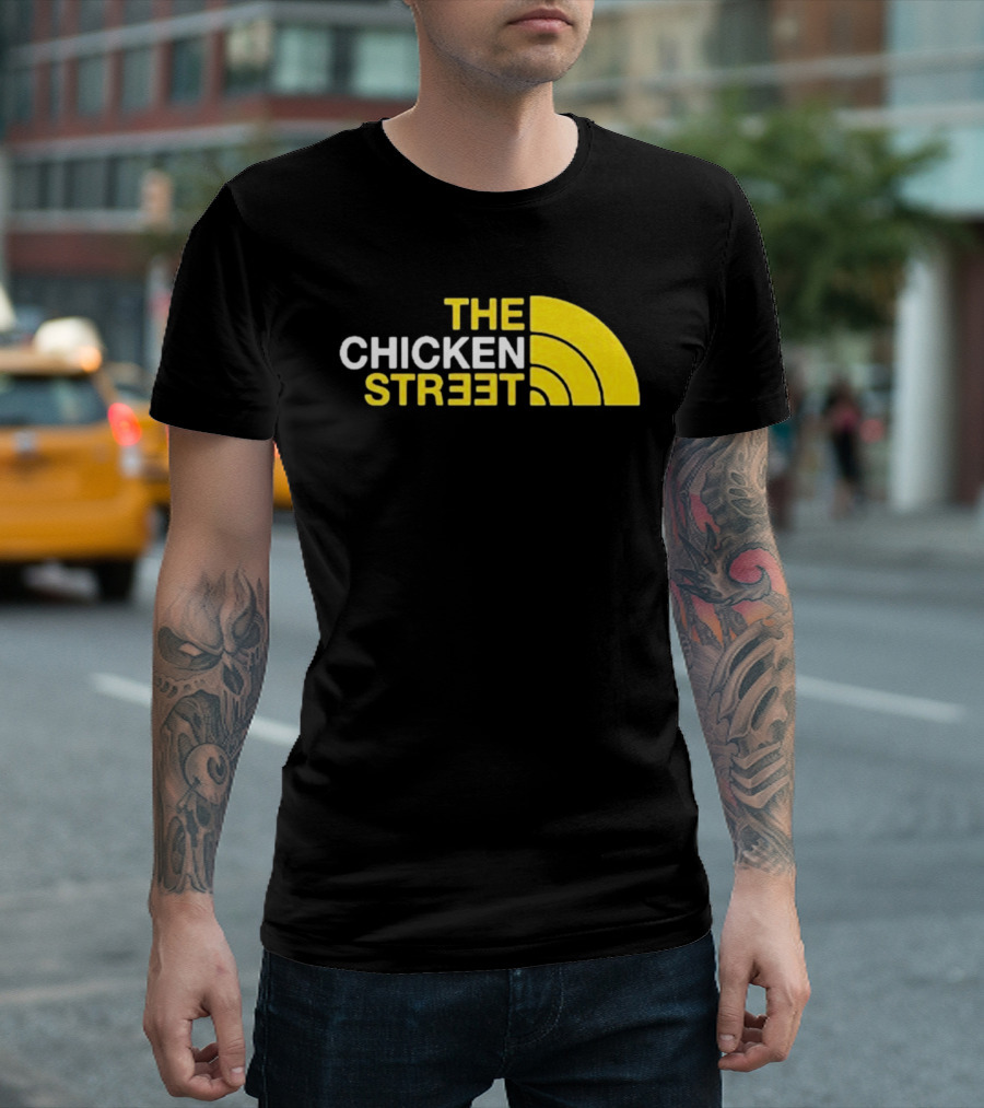 The Chicken Street Block Text Bold Yellow And White Circular T-Shirt