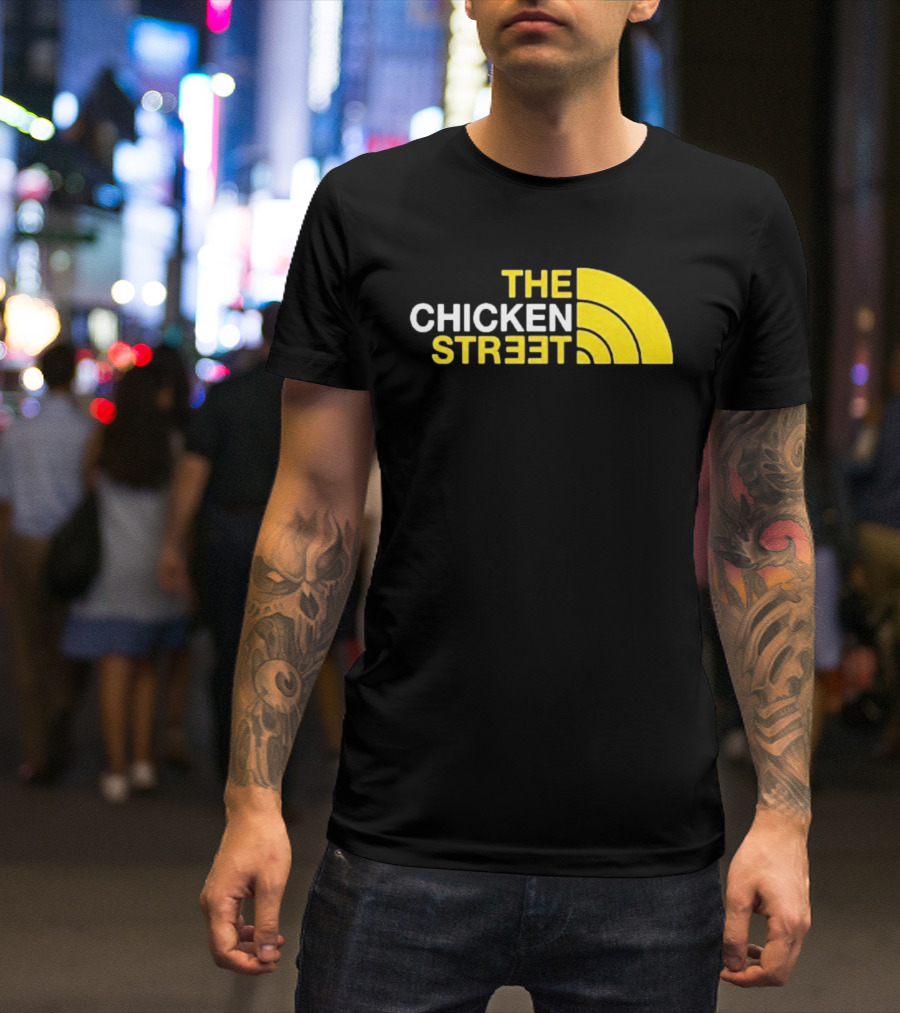 The Chicken Street Block Text Bold Yellow And White Circular T-Shirt