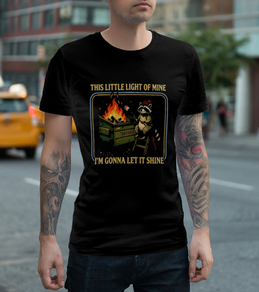 This Little Light Of Mine I'm Gonna Let It Shine Raccoon Cozy Bonfire T-Shirt