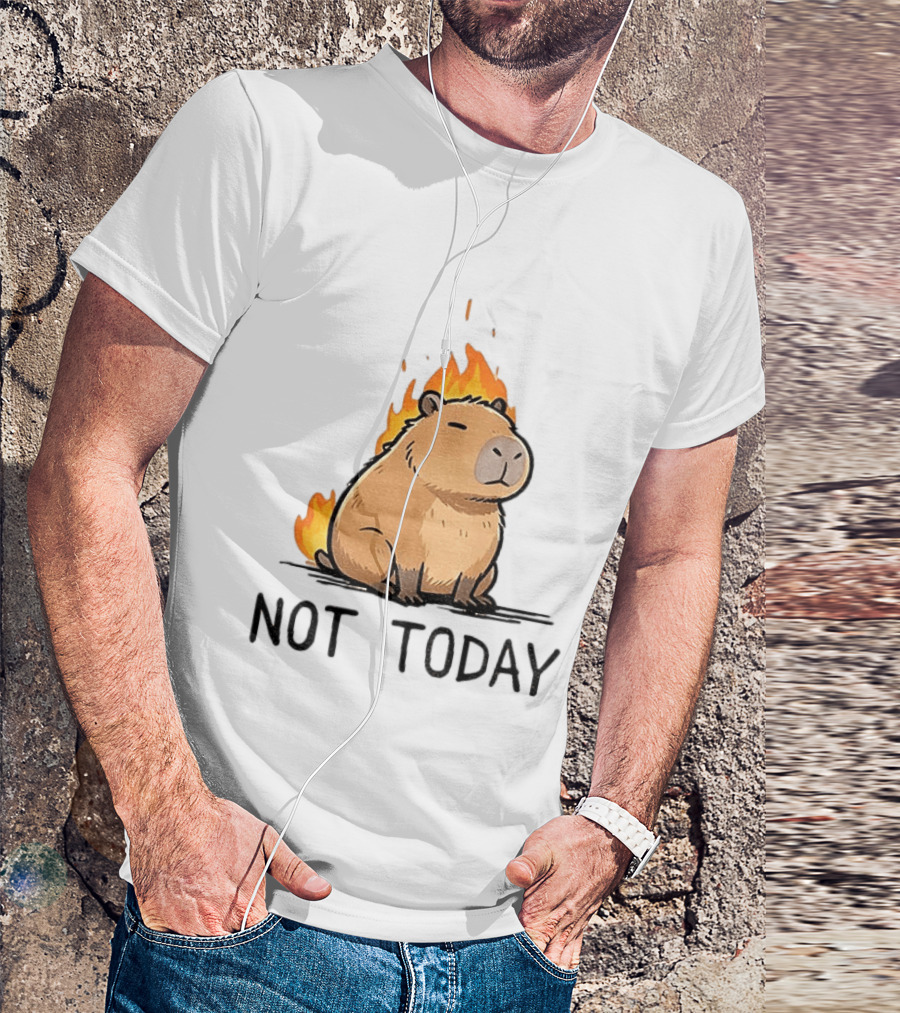Capybara On Fire Not Today Calm Meme T-Shirt