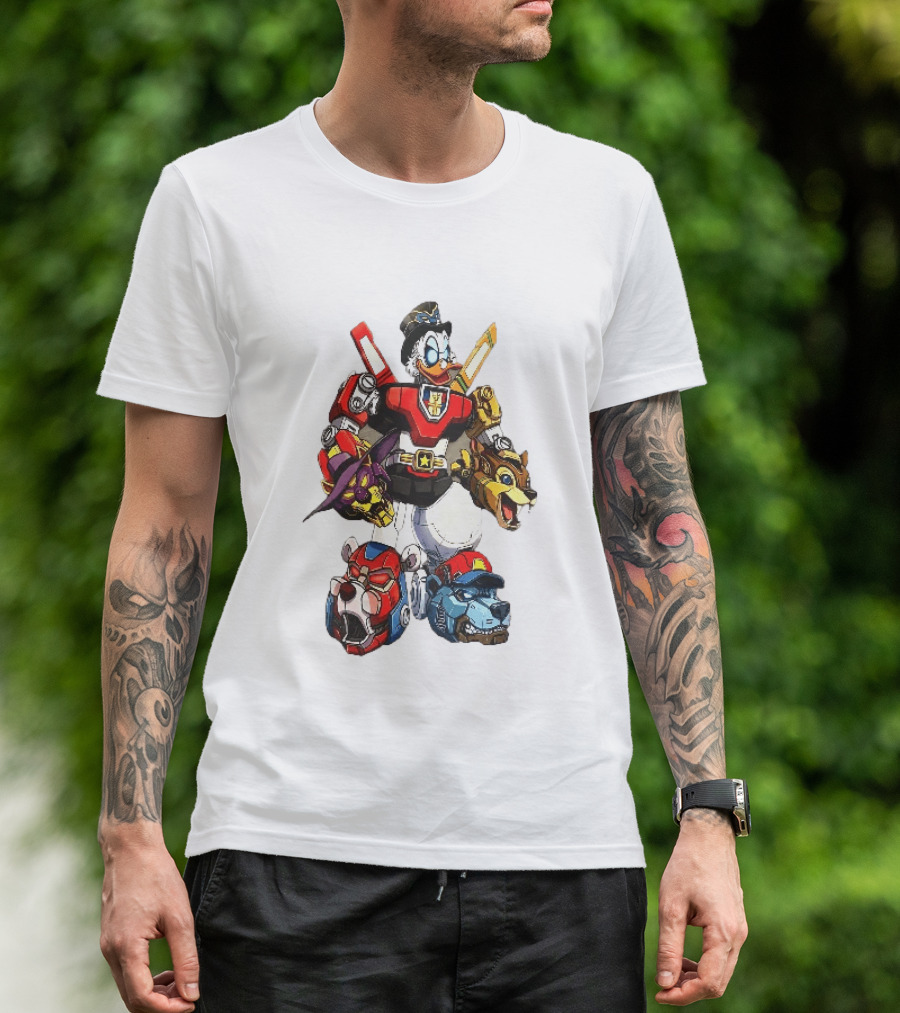 Cartoon Duck Mecha Robot Animal Armor Combination With Animal Heads T-Shirt