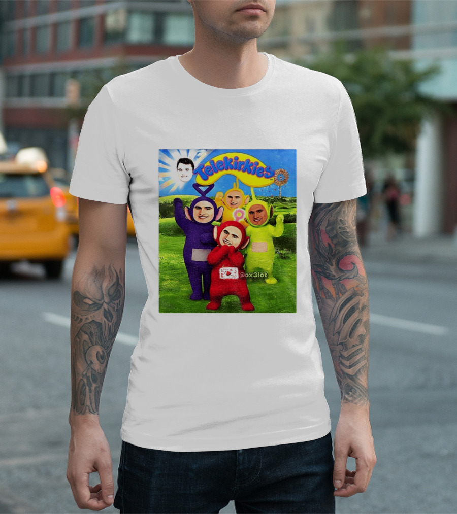 Charlie Kirk Telekirkies Meme Teletubbies Parody Face Swap T-Shirt