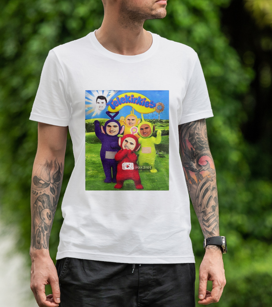 Charlie Kirk Telekirkies Meme Teletubbies Parody Face Swap T-Shirt