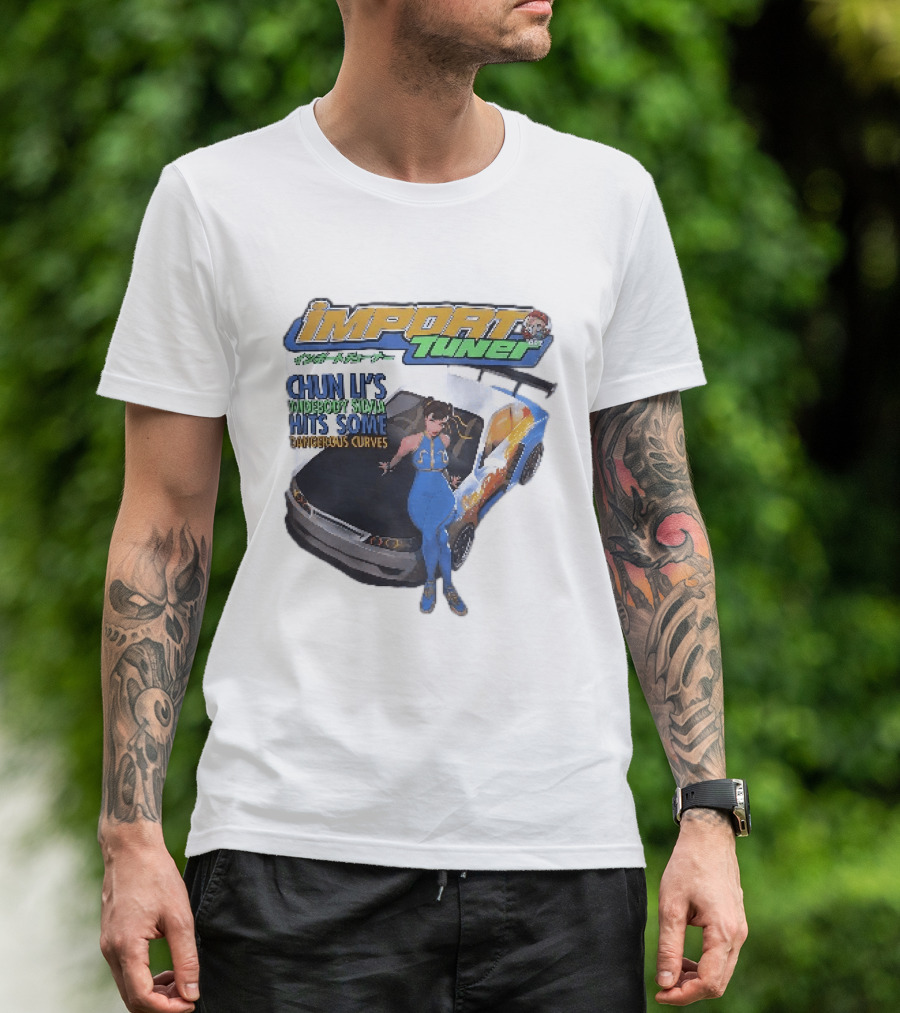 Import Tuner Chun Li's Widebody Silvia Hits Some Dangerous Curves Auto Racing Anime T-Shirt