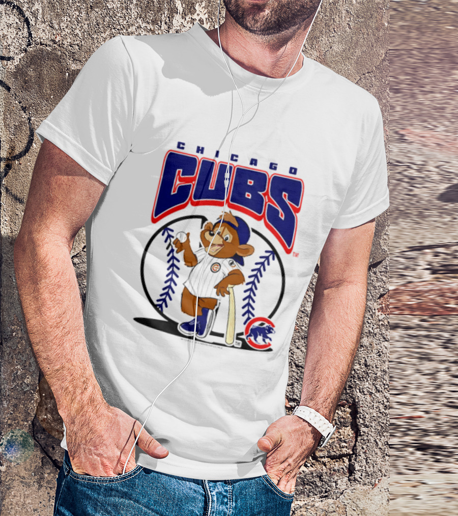 Chicago Cubs MLB 2026 Mania Bear Character Baseball Bat T-Shirt