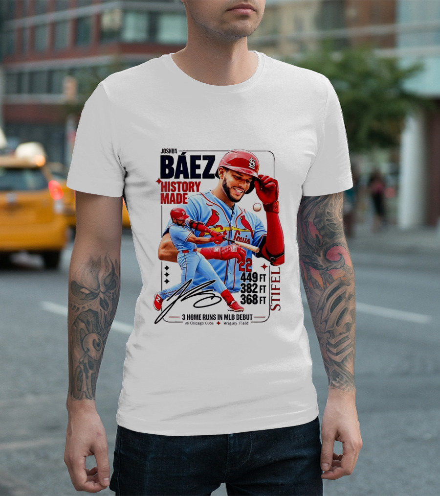 Joshua Baez St. Louis Cardinals Historic MLB Debut 3 Home Runs Wrigley Field T-Shirt