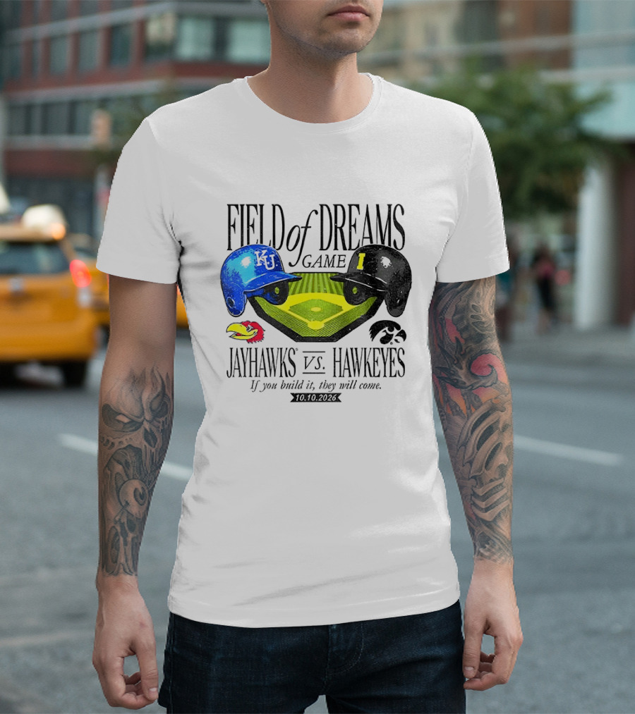 Field Of Dreams Game Kansas Jayhawks Vs Iowa Hawkeyes 10.10.2026 T-Shirt
